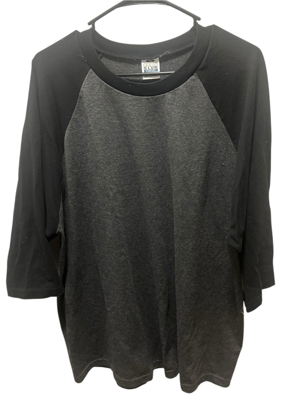 Pro Club Charcoal and Black 3/4 Sleeve Crew Neck Baseball Shirt